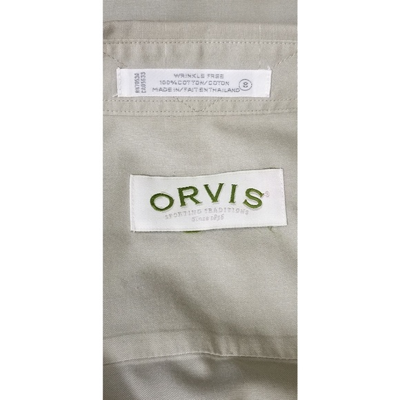 Orvis wrinkle free button down shirt olive L 14 16 - Picture 2 of 8